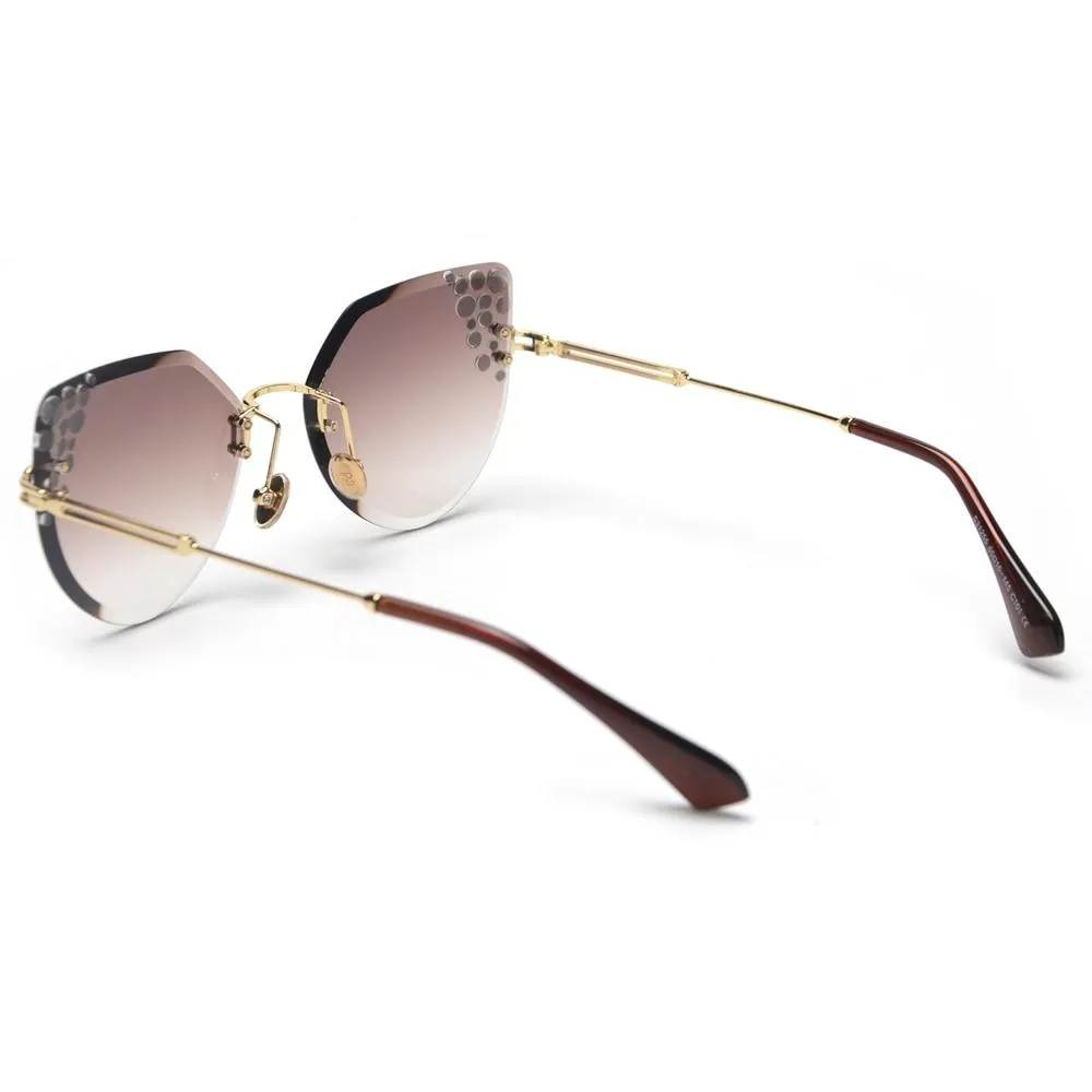 2019 Summer Cat Eye Rhinestone Frameless Designer Sunglasses for Women