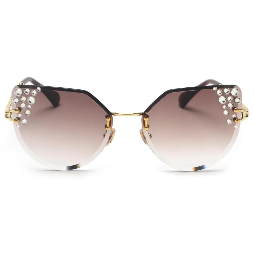 2019 Summer Cat Eye Rhinestone Frameless Designer Sunglasses for Women