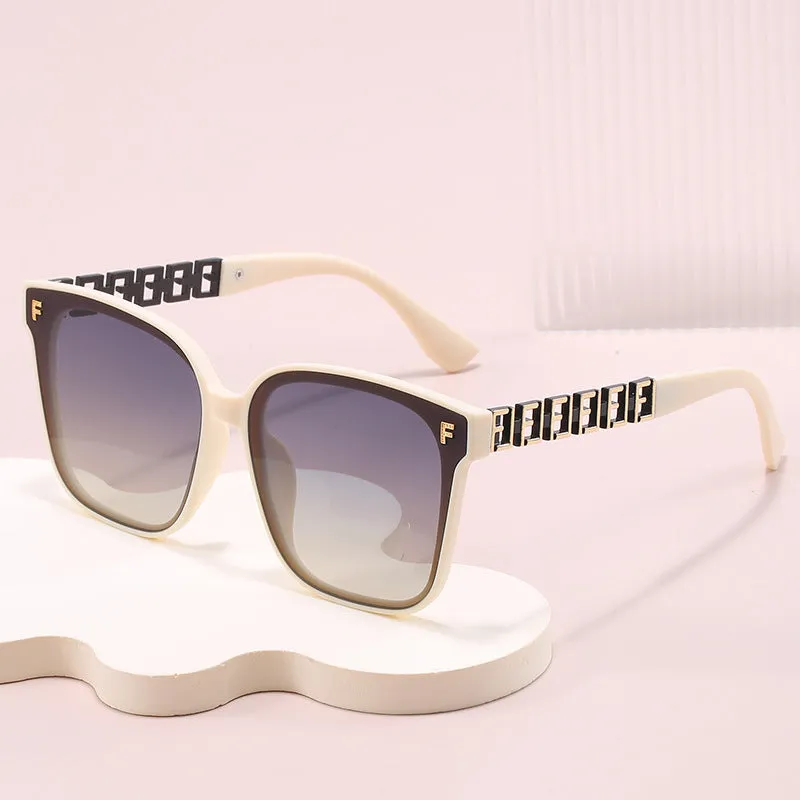 2024 New Square Large Frame Letter F Matte Frame Fashion Trendy Sunglasses Internet Celebrity Douyin Same Style