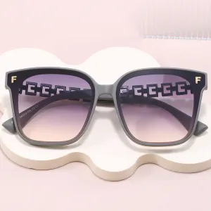 2024 New Square Large Frame Letter F Matte Frame Fashion Trendy Sunglasses Internet Celebrity Douyin Same Style