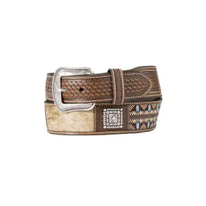 3D Hair On Aztec Leather Belt