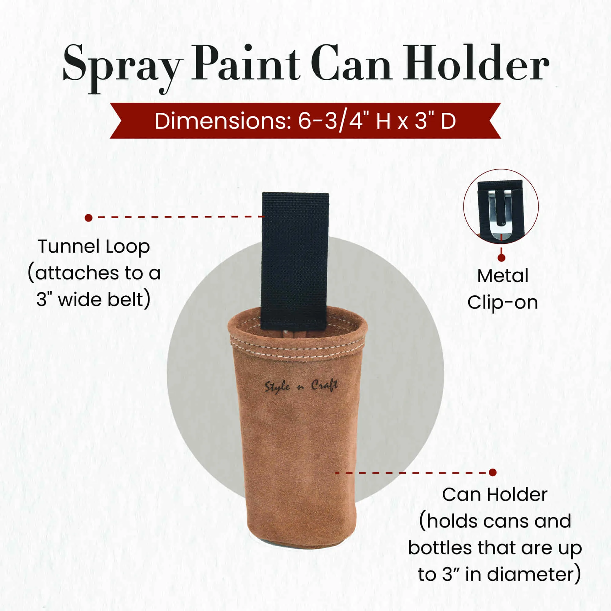 88022 - Spray Paint Can Holder in Heavy Duty Suede Leather | Style n Craft