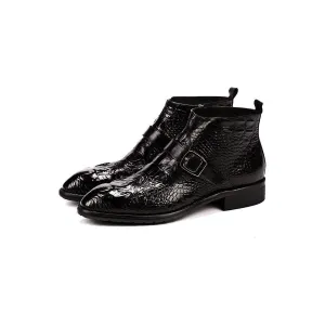 AlliLuxe Chic Alligator Strap Ankle Boots