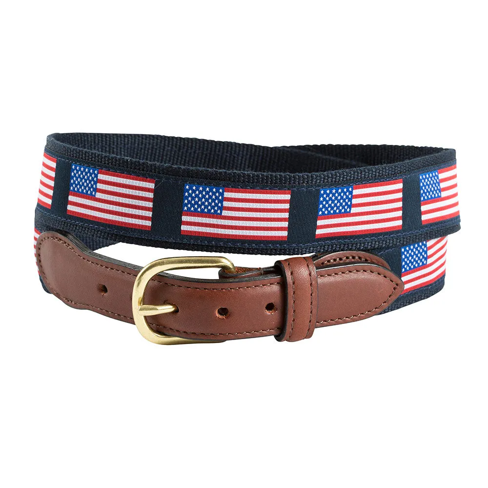 American Flag on Navy Motif Children's Belt