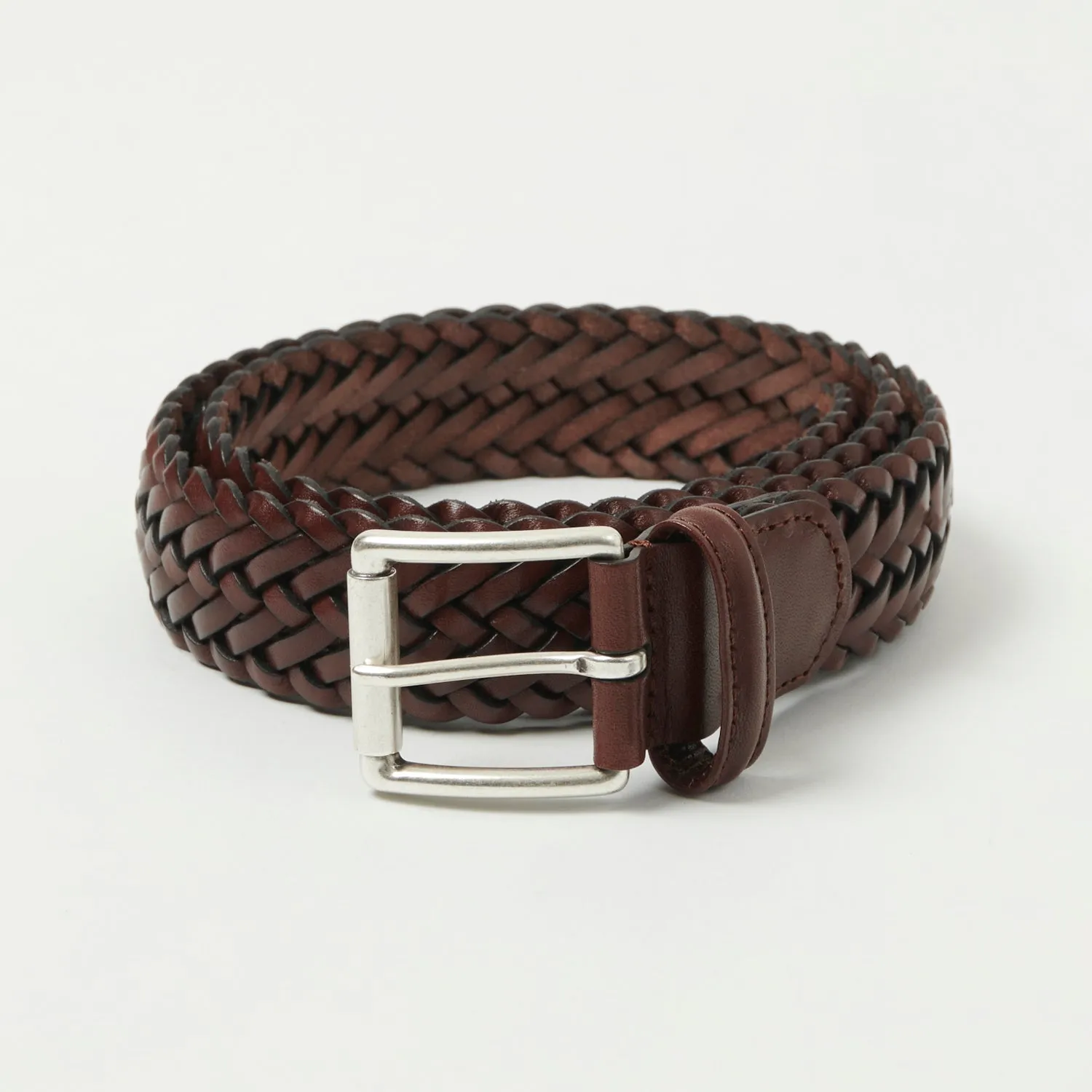 Anderson's Leather 3.5cm Woven Belt - Brown