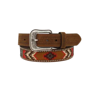 Ariat Men's Embroidered Inlay Round Conchos Brown Belt