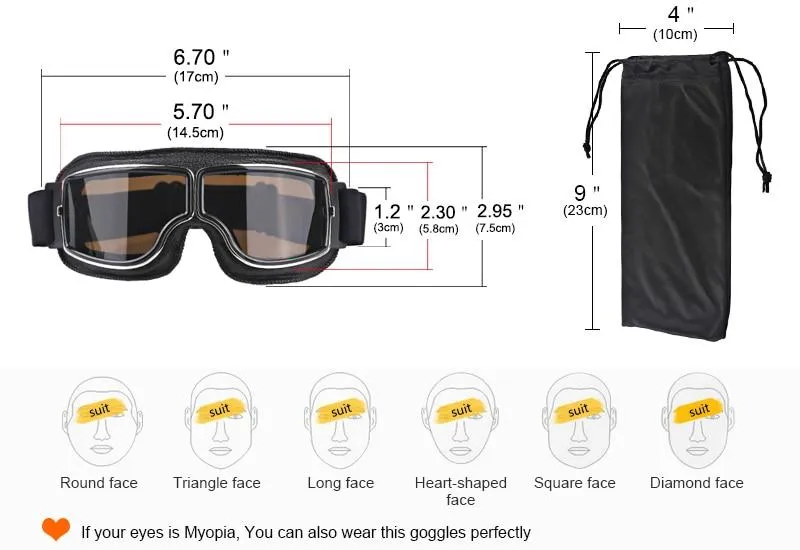 Aviator Style Foldable Goggles