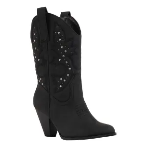 Beth Black Booties with Rhinestone Details