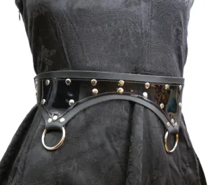 Black and Silver Ring Triangular Waist Belt