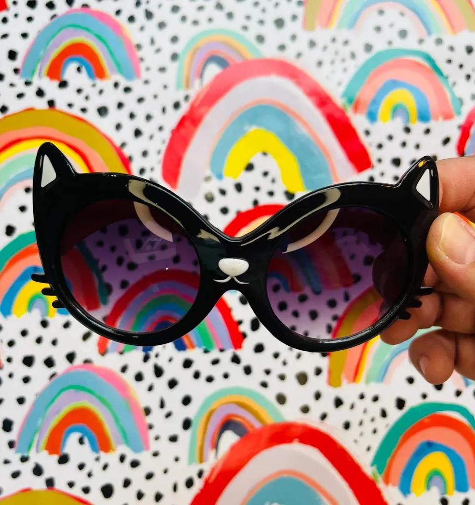 Black Cat Retro Kids Sunglasses