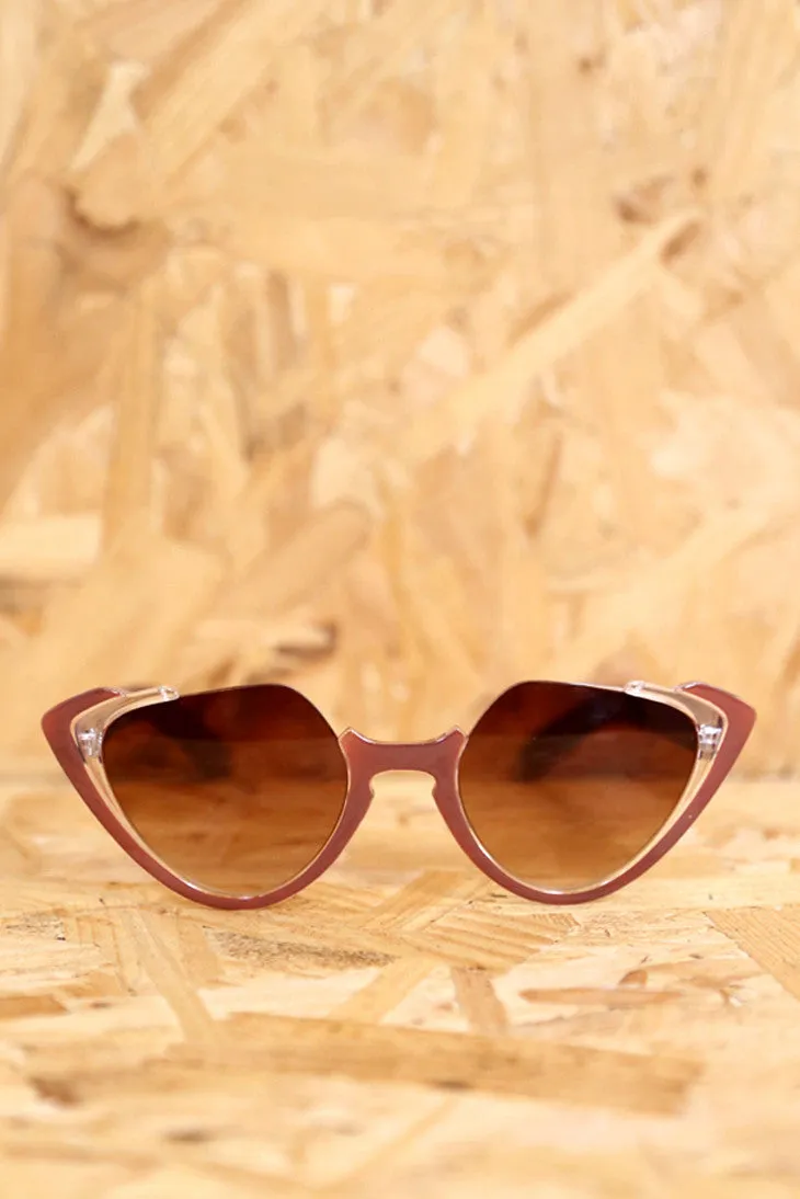 Brown Open Top Tinted Cat Eye Sunglasses