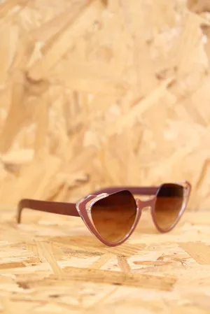 Brown Open Top Tinted Cat Eye Sunglasses