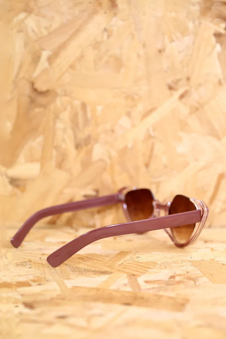 Brown Open Top Tinted Cat Eye Sunglasses