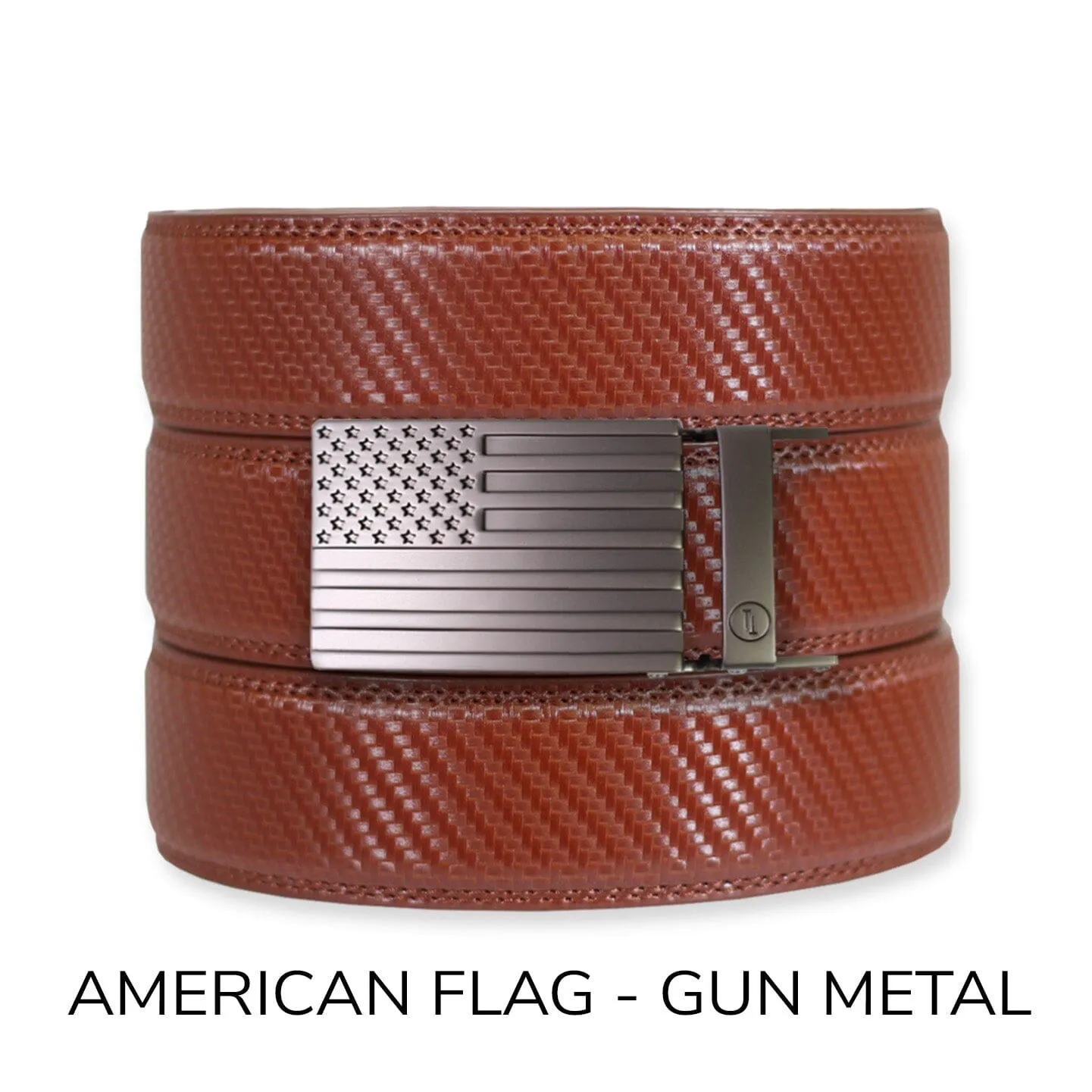 Carbon Cognac Leather Ratchet Belt & Buckle Set