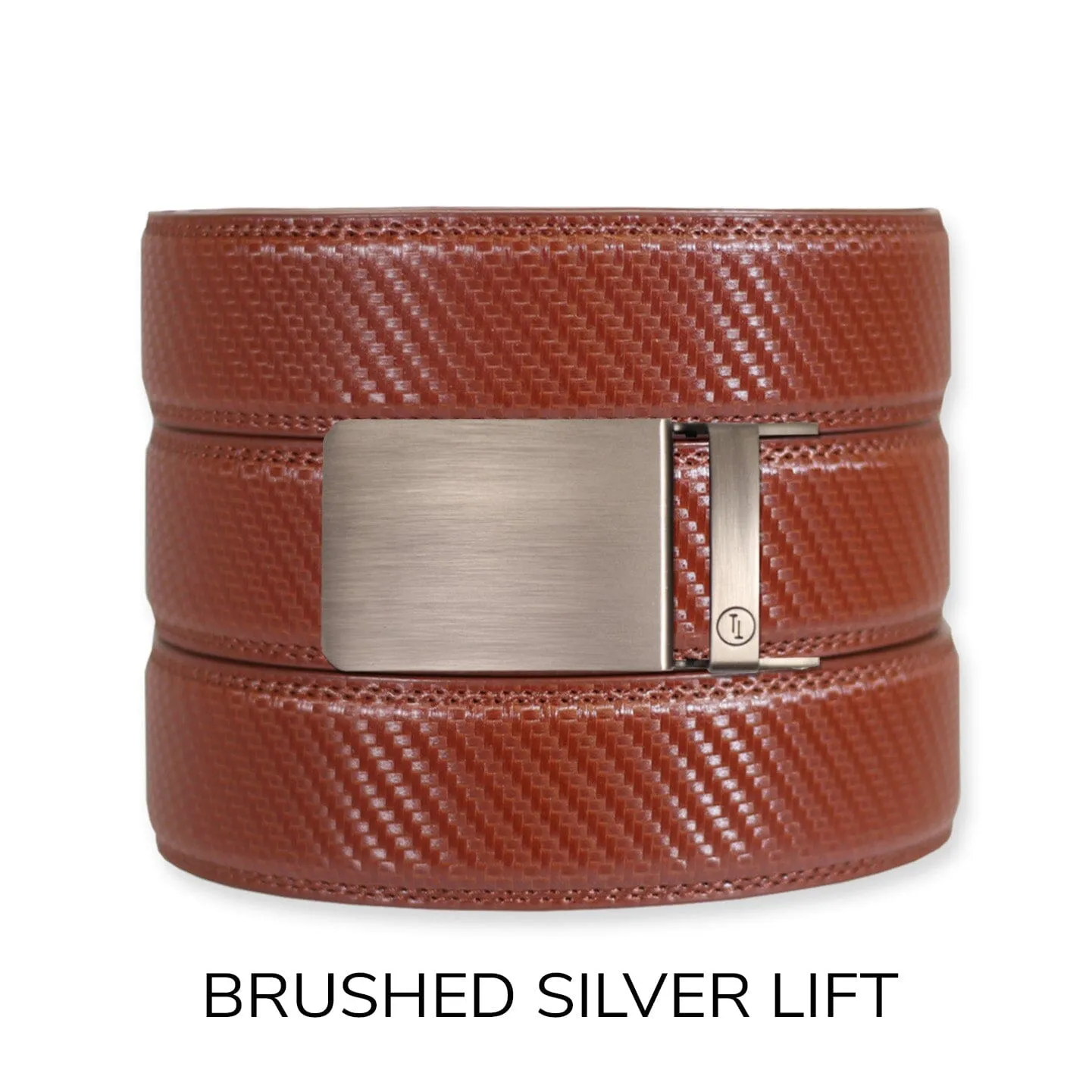 Carbon Cognac Leather Ratchet Belt & Buckle Set