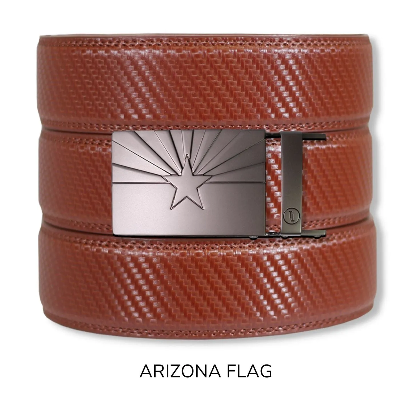 Carbon Cognac Leather Ratchet Belt & Buckle Set