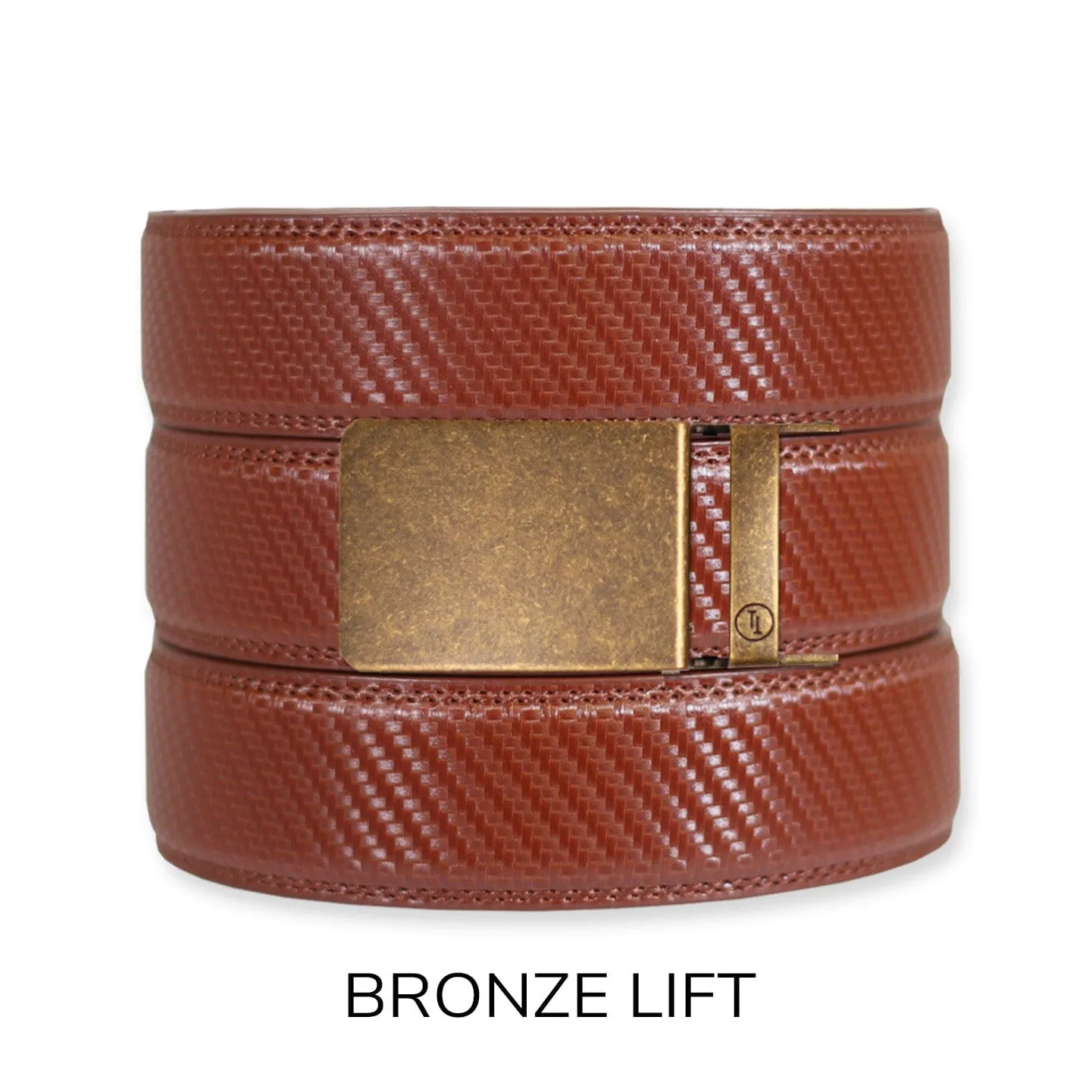 Carbon Cognac Leather Ratchet Belt & Buckle Set