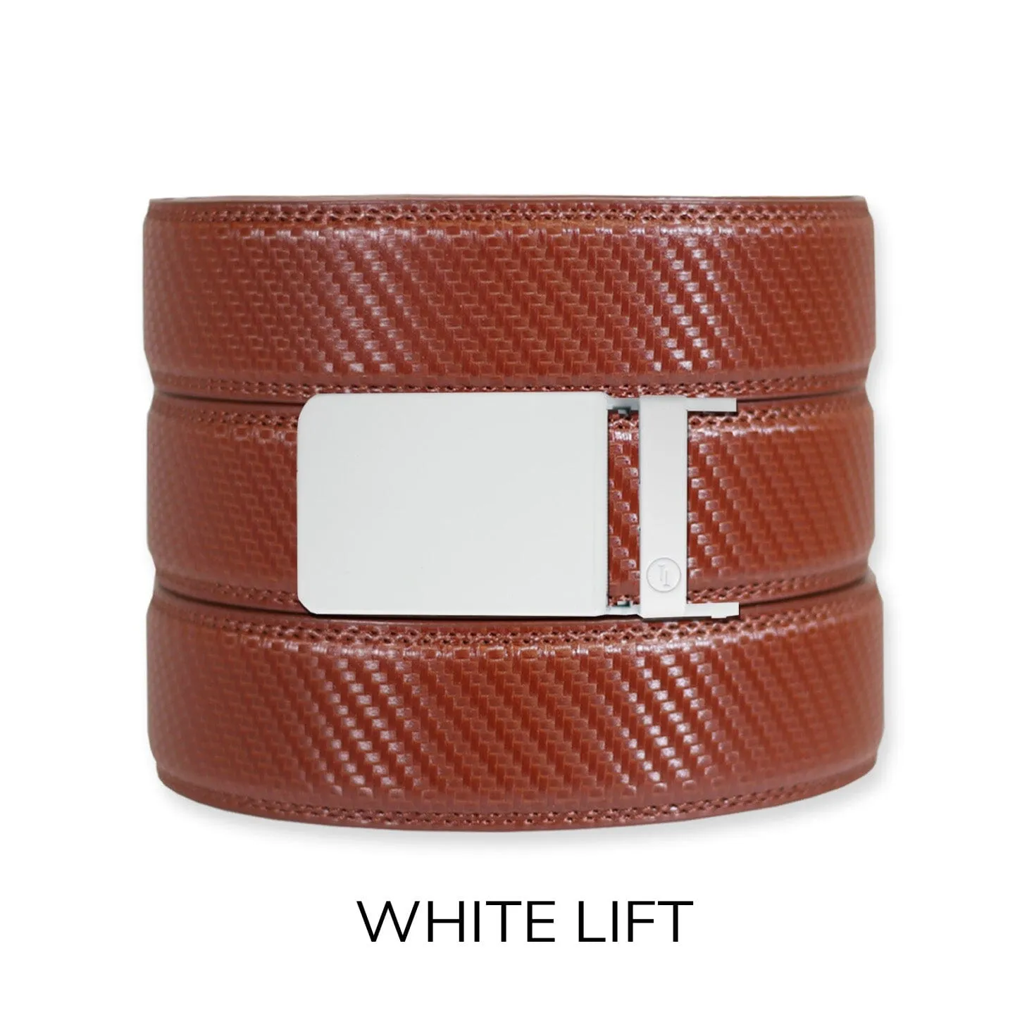 Carbon Cognac Leather Ratchet Belt & Buckle Set