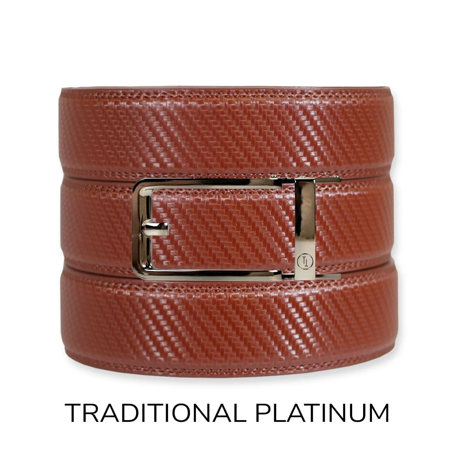 Carbon Cognac Leather Ratchet Belt & Buckle Set