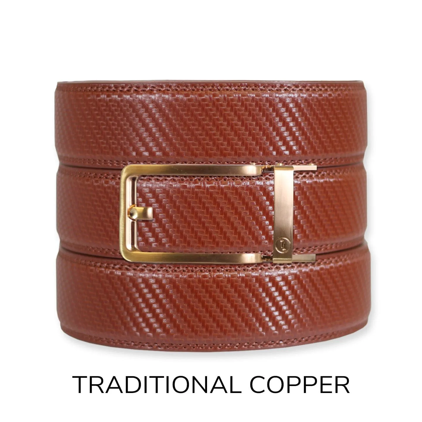 Carbon Cognac Leather Ratchet Belt & Buckle Set