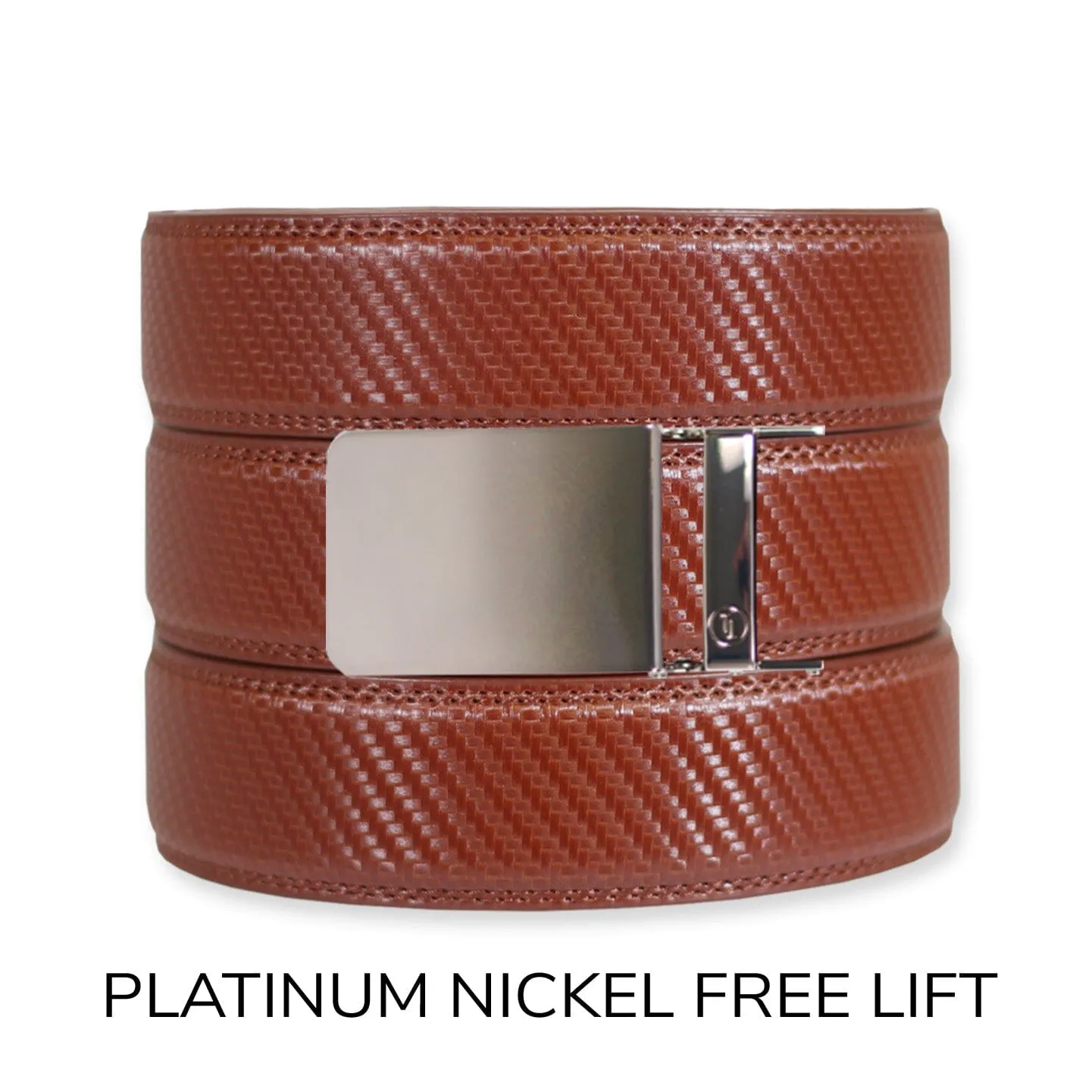 Carbon Cognac Leather Ratchet Belt & Buckle Set