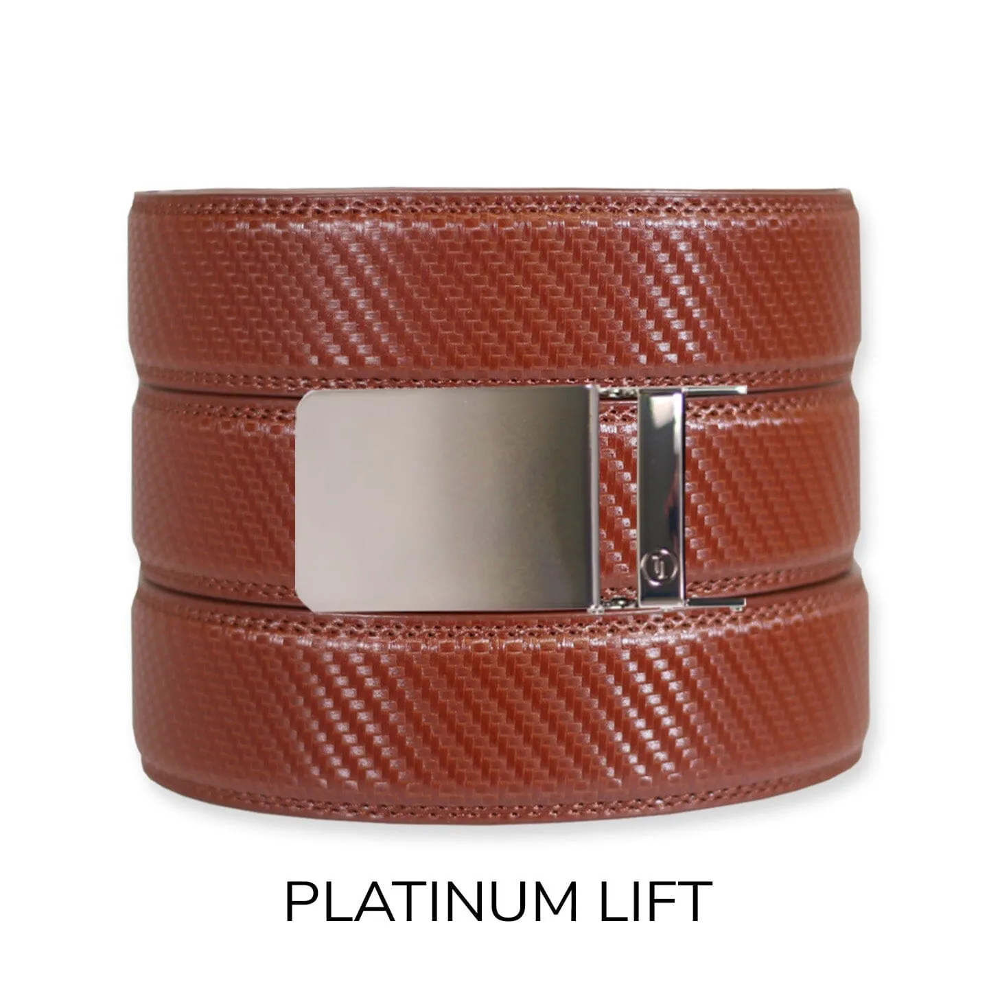 Carbon Cognac Leather Ratchet Belt & Buckle Set