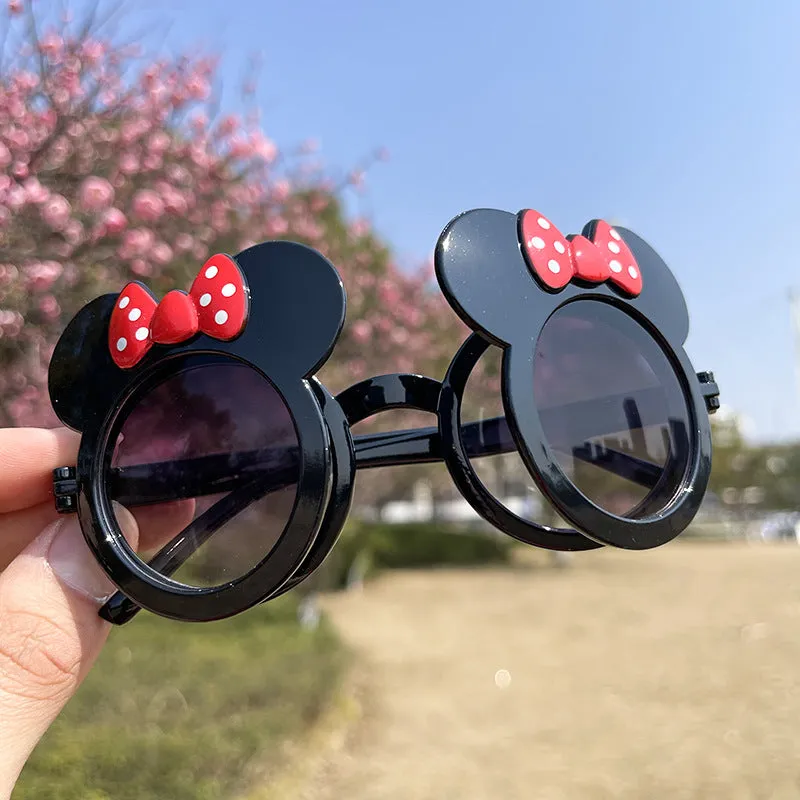 Cartoon Mickey Mouse Flip Children's Sunglasses Cute Baby Sunglasses Girls Cute Bow Glasses Photo Glasses Trendy