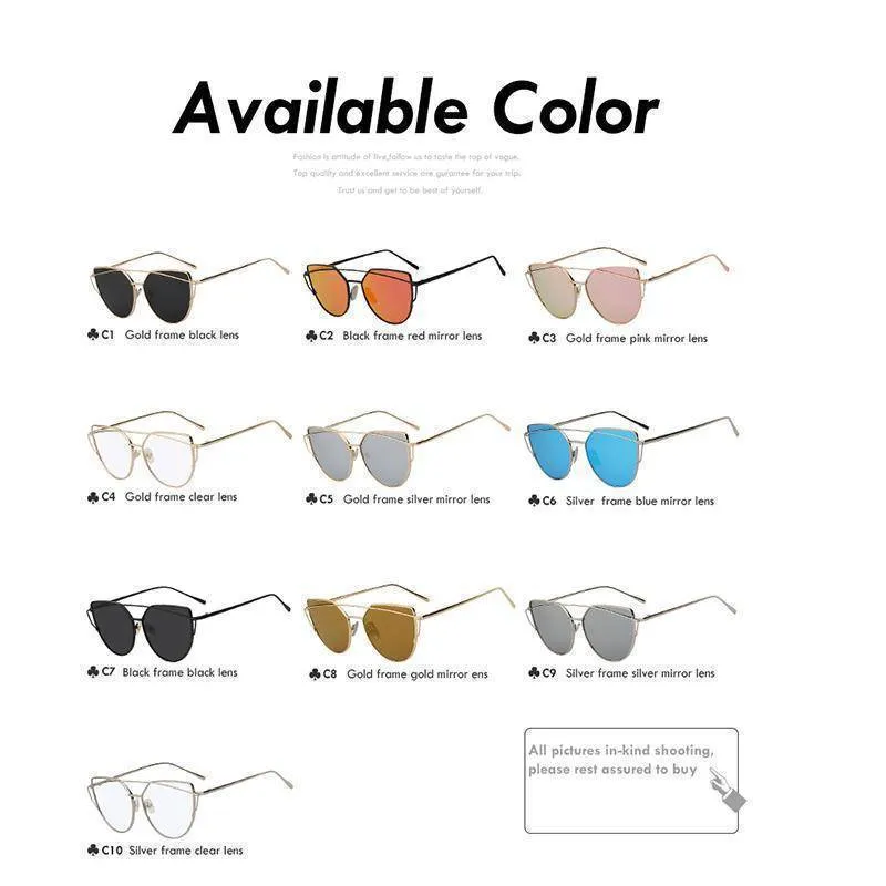 Cats Eye Mirror Shades Sunglasses