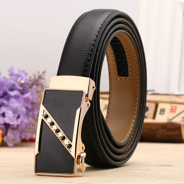 CETIRI 24 Style Fashion Leaf Automatic Buckle Belt Women High Quality Leather Belts Female Strap Waist Plus Size 90-120cm Belts