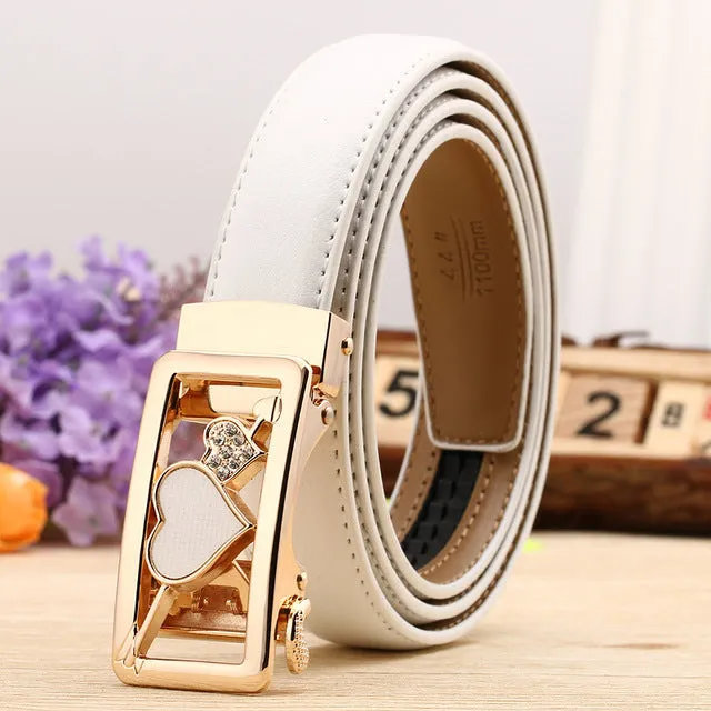 CETIRI 24 Style Fashion Leaf Automatic Buckle Belt Women High Quality Leather Belts Female Strap Waist Plus Size 90-120cm Belts