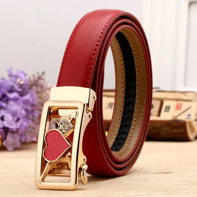 CETIRI 24 Style Fashion Leaf Automatic Buckle Belt Women High Quality Leather Belts Female Strap Waist Plus Size 90-120cm Belts