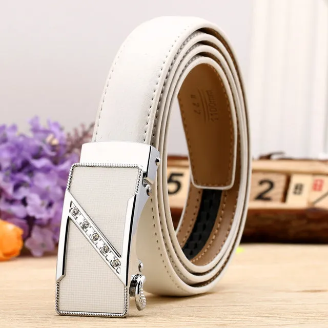 CETIRI 24 Style Fashion Leaf Automatic Buckle Belt Women High Quality Leather Belts Female Strap Waist Plus Size 90-120cm Belts