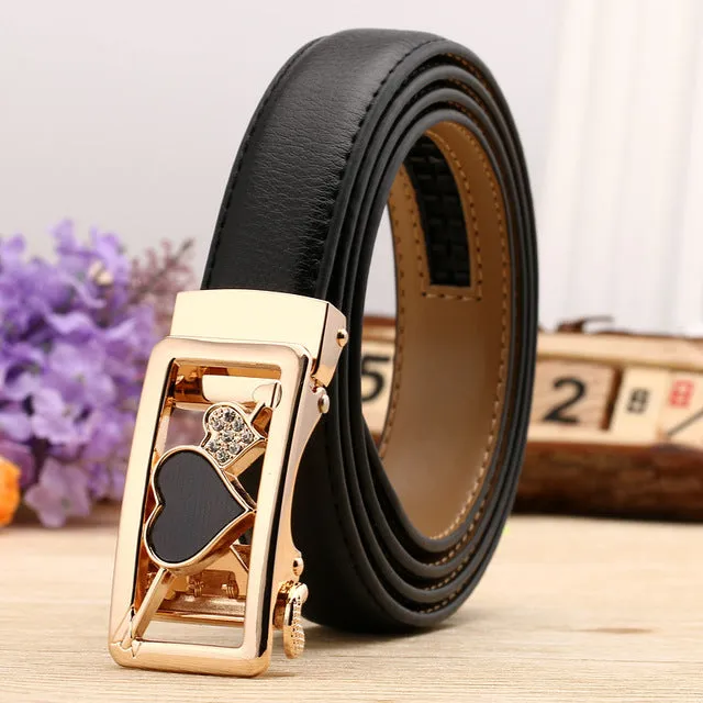 CETIRI 24 Style Fashion Leaf Automatic Buckle Belt Women High Quality Leather Belts Female Strap Waist Plus Size 90-120cm Belts