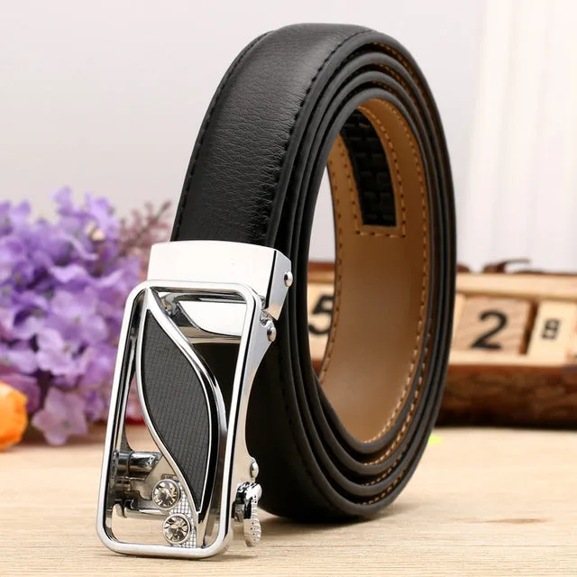 CETIRI 24 Style Fashion Leaf Automatic Buckle Belt Women High Quality Leather Belts Female Strap Waist Plus Size 90-120cm Belts