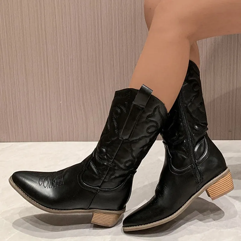 Chic and Classy Cowboy Style Metallic Boots for Women