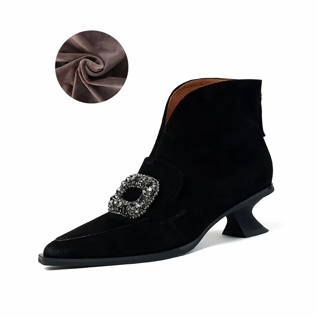 Chic Pointed-Toe Ankle Leather Boots