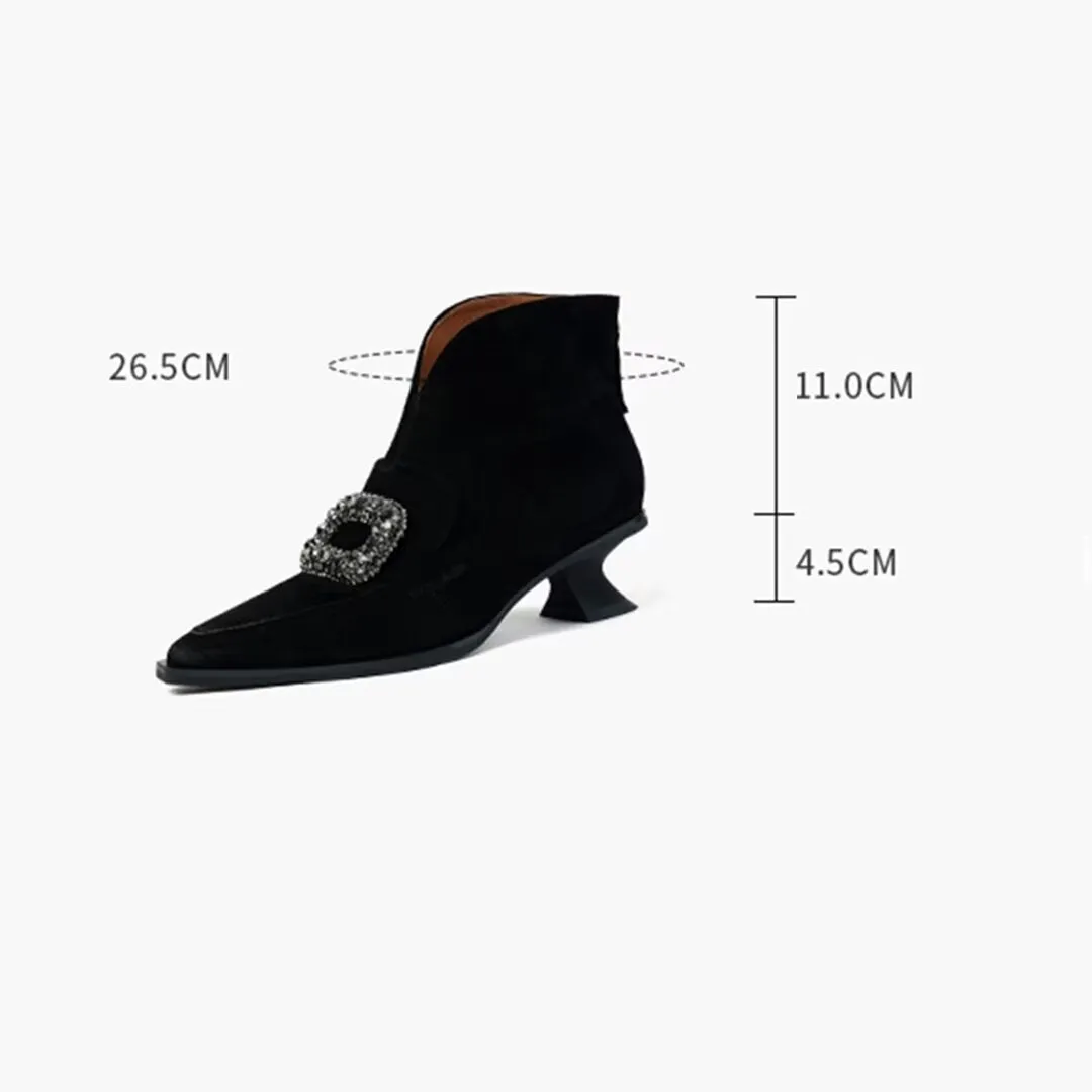 Chic Pointed-Toe Ankle Leather Boots