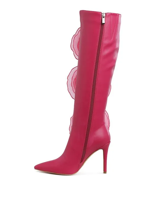 Chikara Sheer Big Rose Detail Long Boots