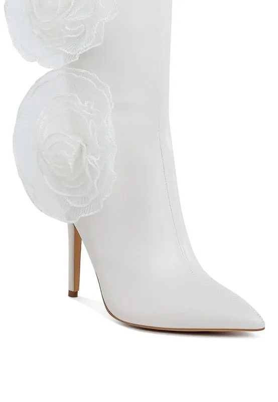 Chikara Sheer Big Rose Detail Long Boots