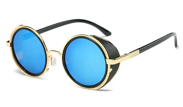 Classy Men Blue Retro Side Shield Sunglasses