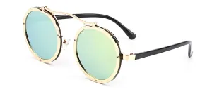 Classy Men Gold Retro Round Sunglasses