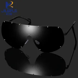 Cross-border men's personalized polarized sunglasses, fashionable one-piece sunglasses, European and American trendy large frame sunglasses