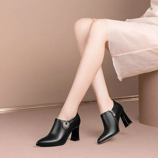 Crystal Chic Pointed Toe High Heels Ankle Boots