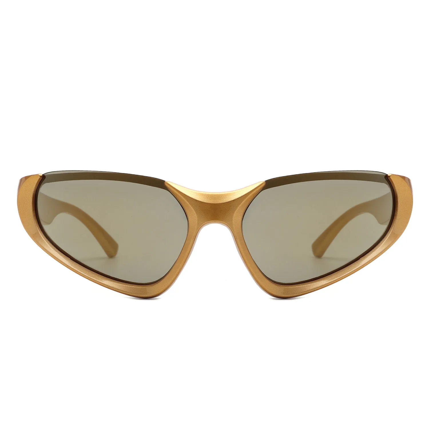 Dazzling - Retro Rectangle Wrap Around Fashion Sunglasses