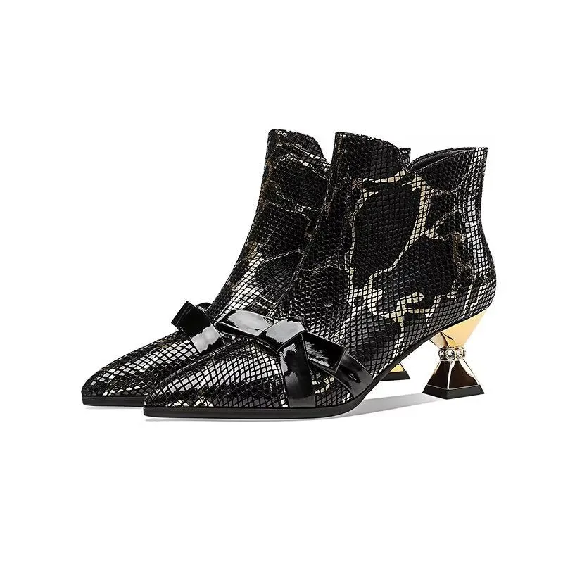 Exotic Chic Snakeskin High Heeled Boots