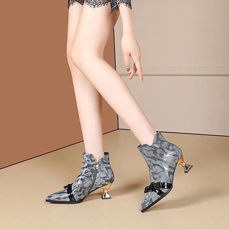 Exotic Chic Snakeskin High Heeled Boots