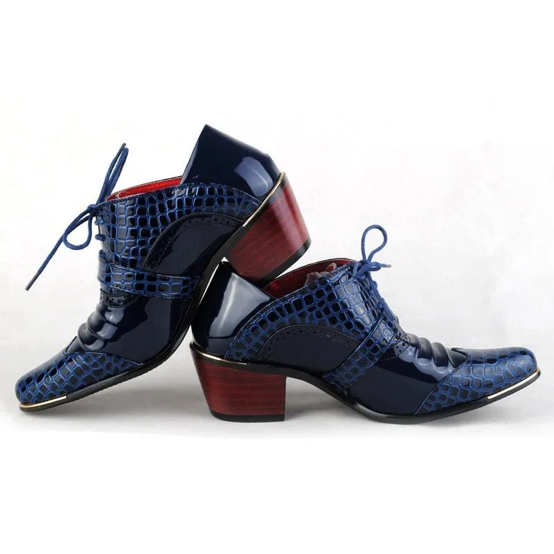 Exotic Retro Chic Snakeskin Wedge Ankle Boots