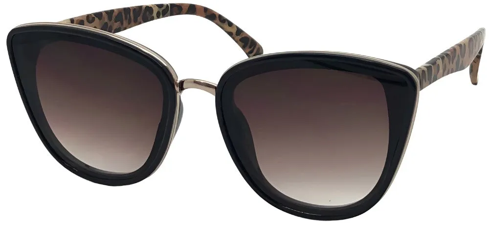 Fantas-Eyes Womens Layla Cateye Non-Polarized Sunglasses - Black/Leopard