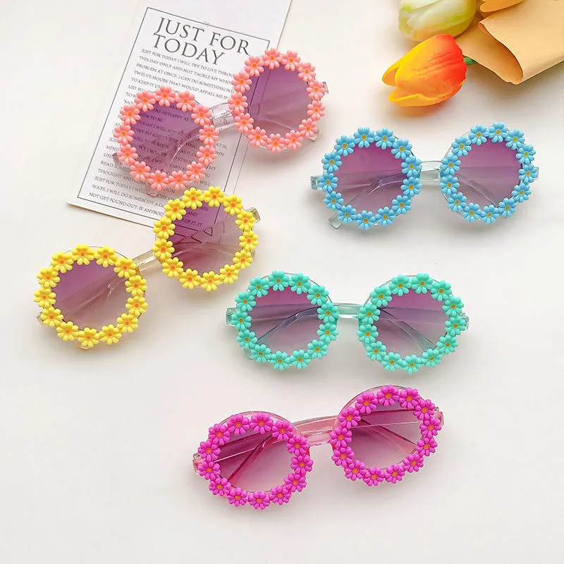 Flower children's sunglasses baby anti-UV children's sunglasses small fresh and cute glasses.