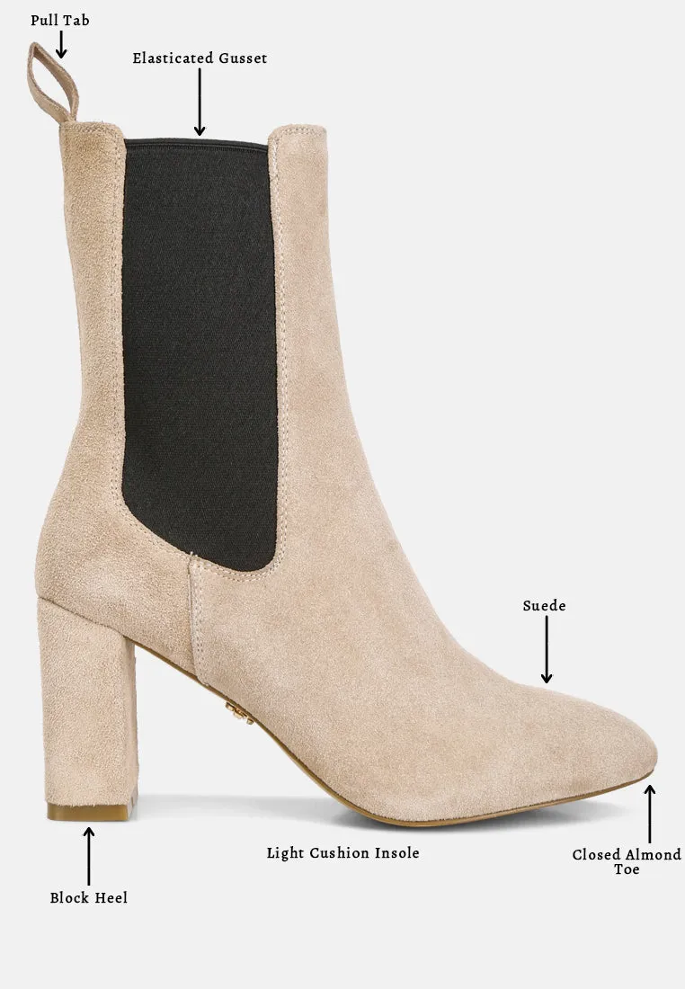 Gaven Suede High Ankle Chelsea Boots In Sand